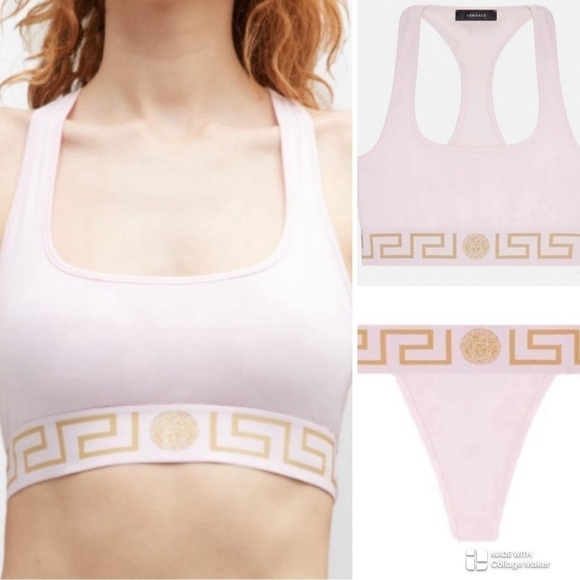 Versace Other - Versace Greca Border bralette and panties in light pink SET NWT